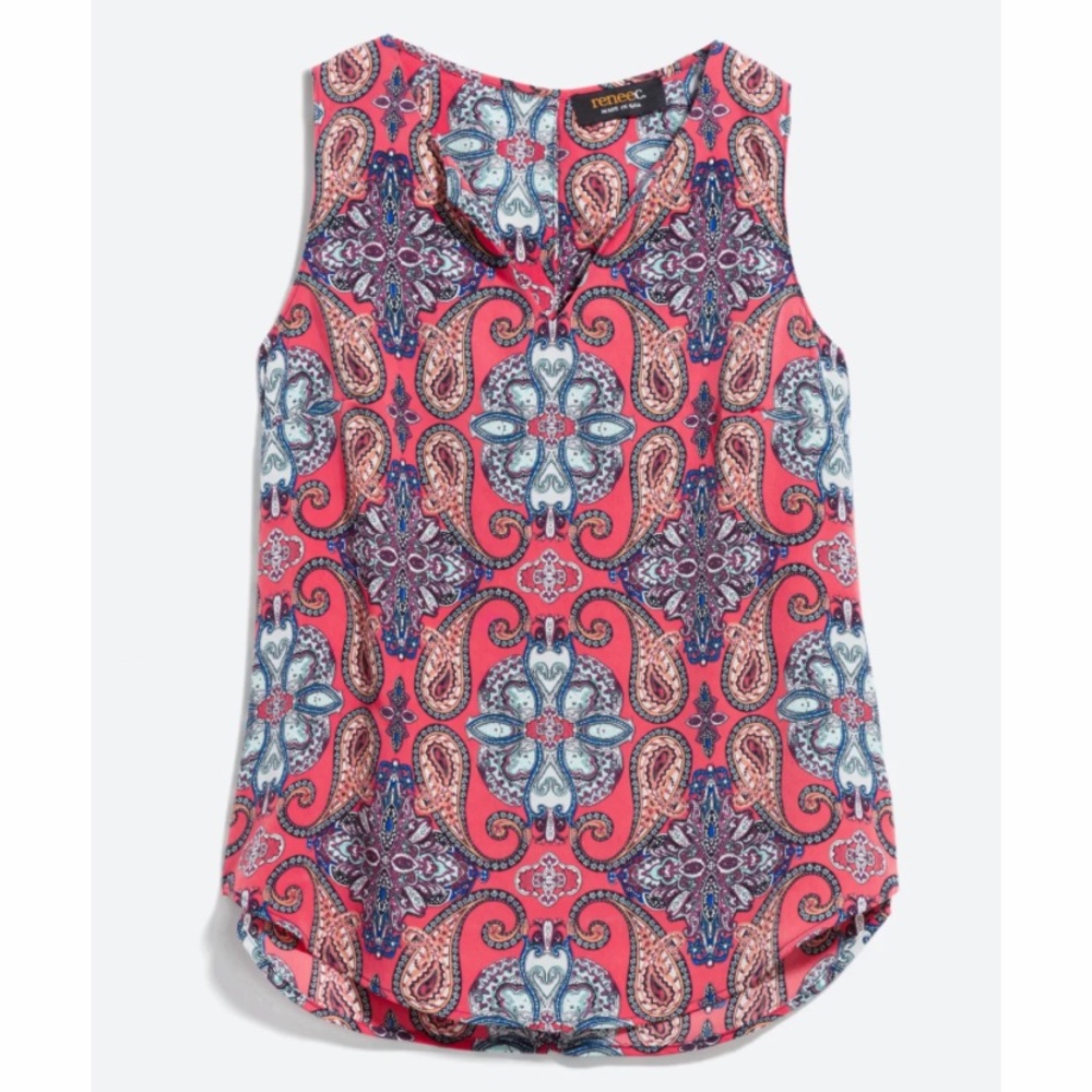 Renee C / VERSE Jory Split Neck Top - Medium